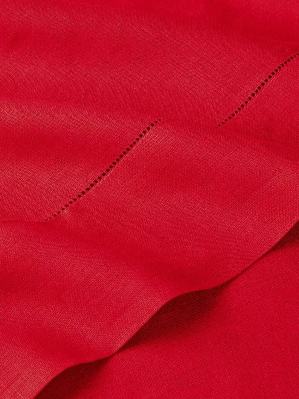 SFERRA Festival Linen Tablecloth 66 x 106 Red Hemstitched Luxury Imported